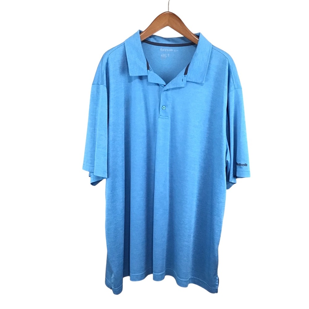 Reebok Golf Mens 4XLT Light Blue Heathered Short Sleeve Performance Polo Shirt